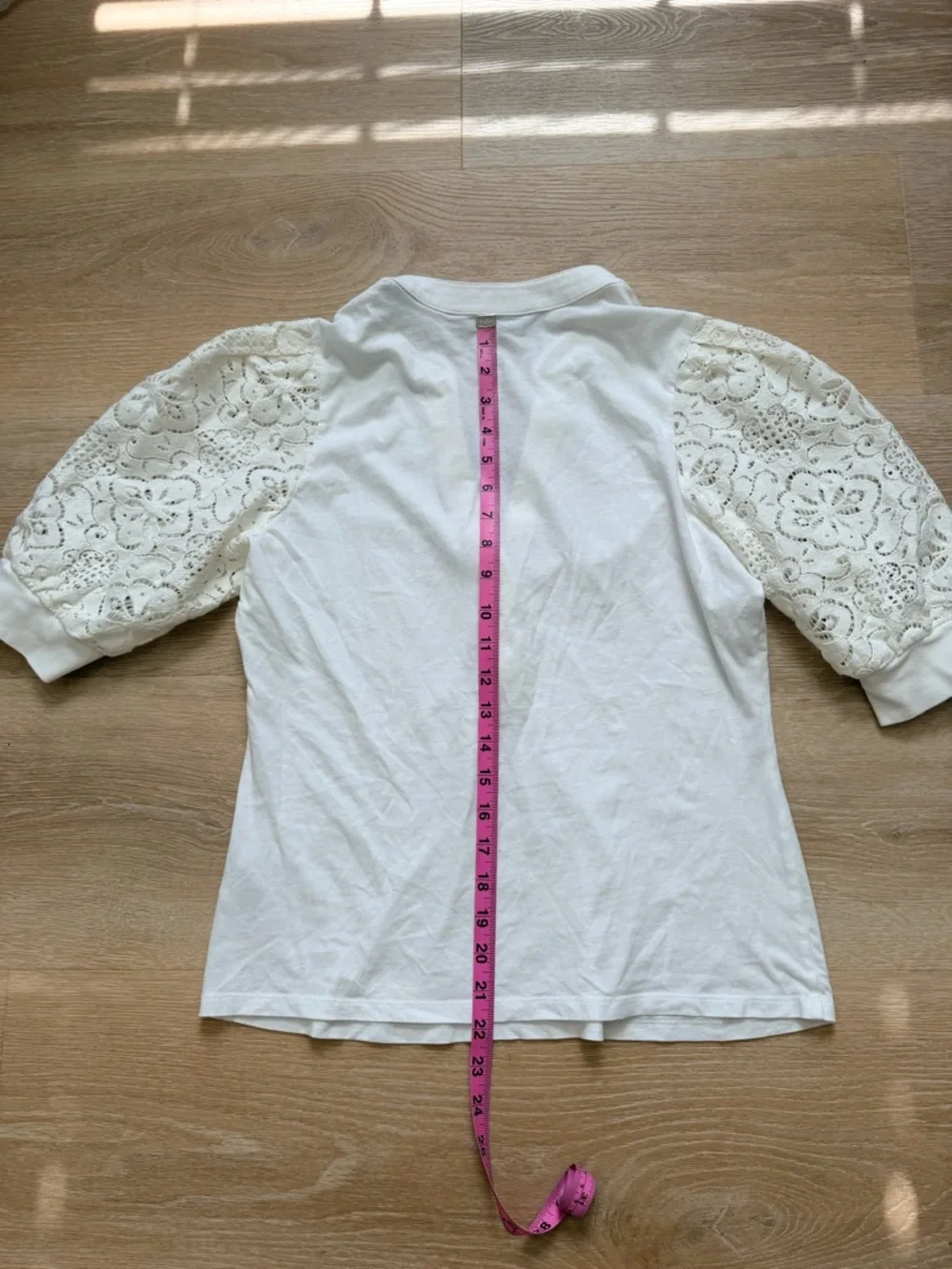 Veronica Beard Coralee Puff Lace Sleeve Cotton Top Blouse Tee Off White S - Picture 11 of 11